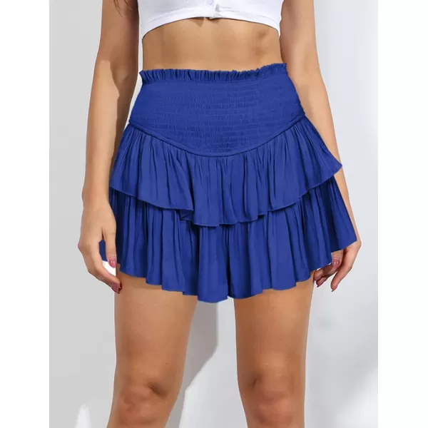 IDEALSANXUN 2024 Ruffle Mini Skirts for Women A Line Cute Pleated SkirtBlue26