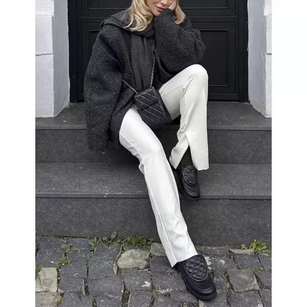IDEALSANXUN Bomber Jacket Women Wool Coats Casual Oversized Button Down Lightweight Varsity Jackets 2023Black