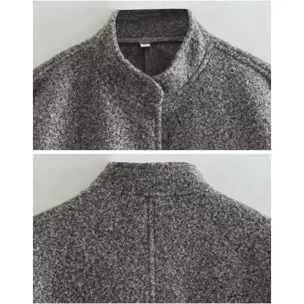 IDEALSANXUN Bomber Jacket Women Wool Coats Casual Oversized Button Down Lightweight Varsity Jackets 2023Dark Grey