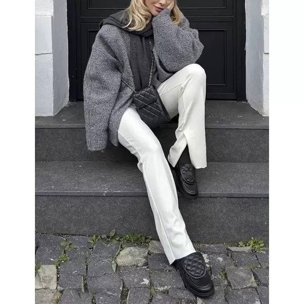 IDEALSANXUN Bomber Jacket Women Wool Coats Casual Oversized Button Down Lightweight Varsity Jackets 2023Dark Grey