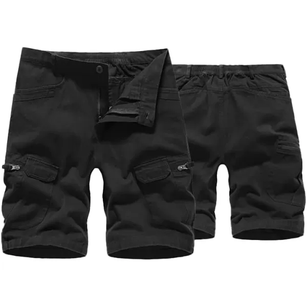 IDEALSANXUN Camo Cargo Shorts for Men Casual Relaxed Fit Summer Beach Camo Shorts Goth ClothesBlack