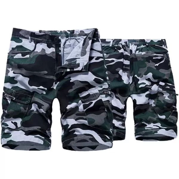 IDEALSANXUN Camo Cargo Shorts for Men Casual Relaxed Fit Summer Beach Camo Shorts Goth ClothesCamo Green