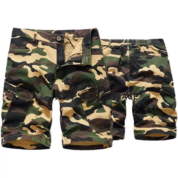 IDEALSANXUN Camo Cargo Shorts for Men Casual Relaxed Fit Summer Beach Camo Shorts Goth ClothesCamo Yellow