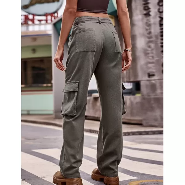 IDEALSANXUN Cargo Jeans for Women Trendy Boyfriend Straight Leg Baggy Jeans High Waisted Casual Streetwear Y2K Pants TrousersGrey