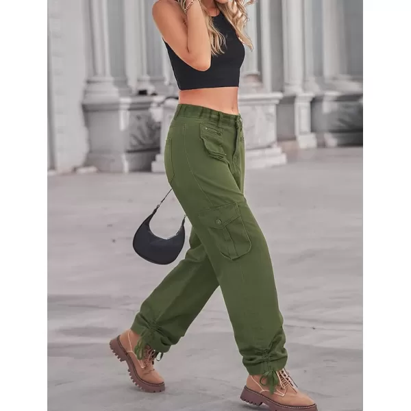 IDEALSANXUN Cargo Jeans for Women Trendy Casual Streetwear Baggy Pants Trousers High Waisted Loose Straight Leg Y2k JeansArmy