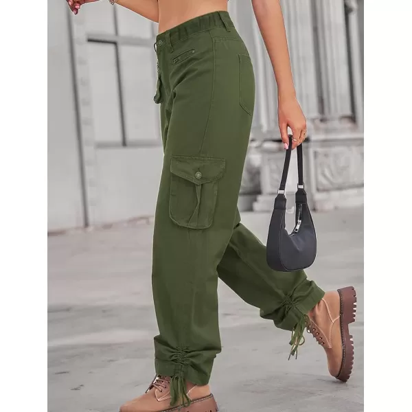 IDEALSANXUN Cargo Jeans for Women Trendy Casual Streetwear Baggy Pants Trousers High Waisted Loose Straight Leg Y2k JeansArmy