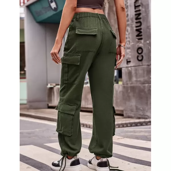 IDEALSANXUN Cargo Jeans for Women Trendy Straight Leg High Waisted Jeans Denim Trousers Streetwear Y2k Baggy Cargo PantsArmy