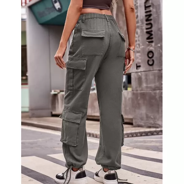 IDEALSANXUN Cargo Jeans for Women Trendy Straight Leg High Waisted Jeans Denim Trousers Streetwear Y2k Baggy Cargo PantsGrey