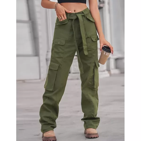 IDEALSANXUN Cargo Pants for Women Straight Leg Streetwear Baggy Y2k Jeans Denim PantsArmy