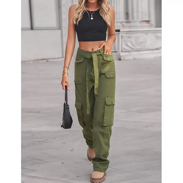 IDEALSANXUN Cargo Pants for Women Straight Leg Streetwear Baggy Y2k Jeans Denim PantsArmy