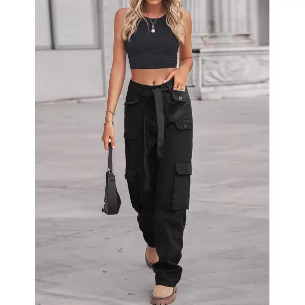 IDEALSANXUN Cargo Pants for Women Straight Leg Streetwear Baggy Y2k Jeans Denim PantsBlack