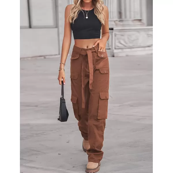 IDEALSANXUN Cargo Pants for Women Straight Leg Streetwear Baggy Y2k Jeans Denim PantsBrown
