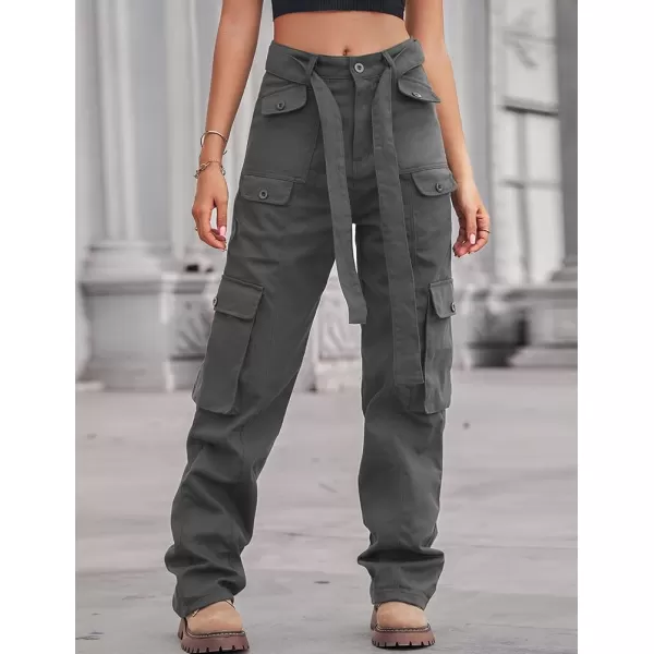 IDEALSANXUN Cargo Pants for Women Straight Leg Streetwear Baggy Y2k Jeans Denim PantsGrey