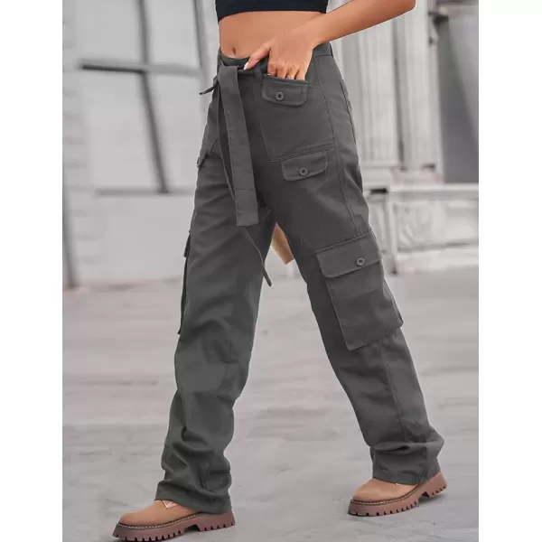 IDEALSANXUN Cargo Pants for Women Straight Leg Streetwear Baggy Y2k Jeans Denim PantsGrey
