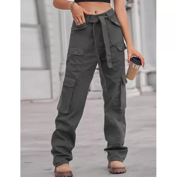 IDEALSANXUN Cargo Pants for Women Straight Leg Streetwear Baggy Y2k Jeans Denim PantsGrey