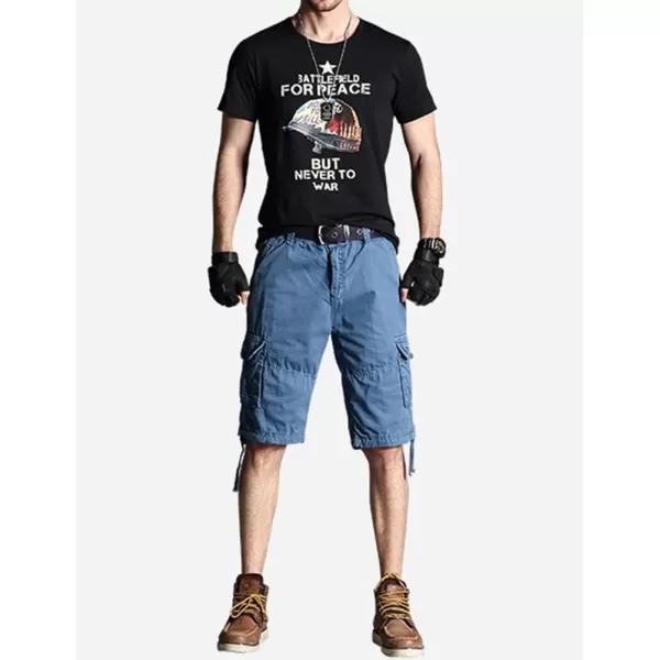 IDEALSANXUN Cargo Shorts for Men Casual Cotton Baggy Hiking Y2K Summer ShortsBlue