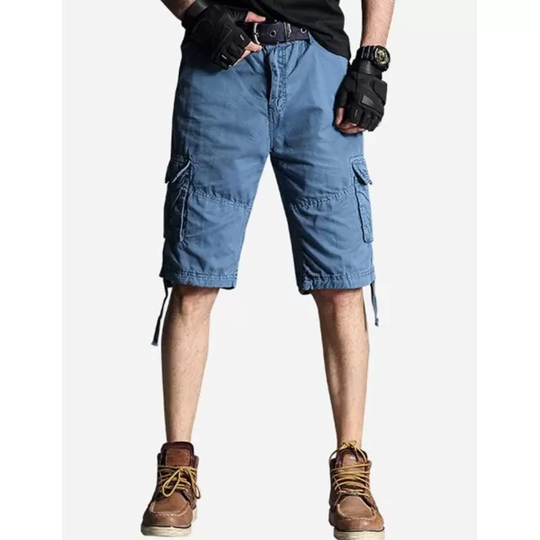 IDEALSANXUN Cargo Shorts for Men Casual Cotton Baggy Hiking Y2K Summer ShortsBlue