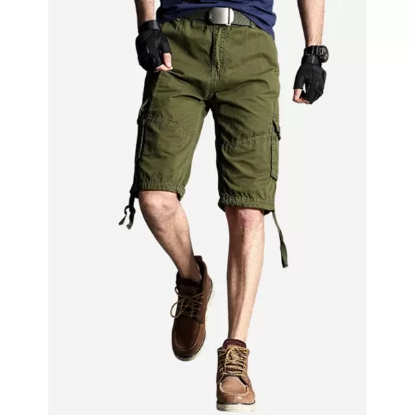 IDEALSANXUN Cargo Shorts for Men Casual Cotton Baggy Hiking Y2K Summer ShortsGreen