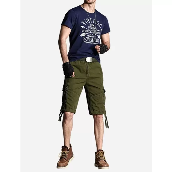 IDEALSANXUN Cargo Shorts for Men Casual Cotton Baggy Hiking Y2K Summer ShortsGreen
