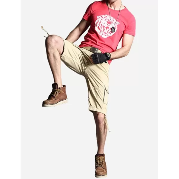 IDEALSANXUN Cargo Shorts for Men Casual Cotton Baggy Hiking Y2K Summer ShortsKhaki