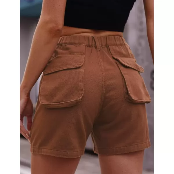 IDEALSANXUN Cargo Shorts for Women Summer Lounge High Waisted Y2K Cool Jean Denim ShortsBrown