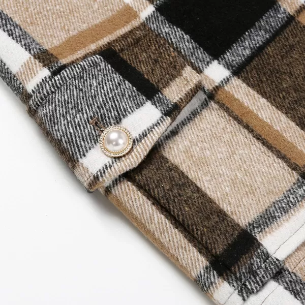 IDEALSANXUN Cargo Skirts for Women Fall Winter High Waisted Wool Plaid Mini SkirtBrown Newcargo