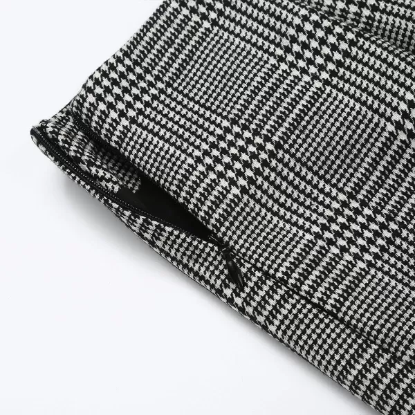 IDEALSANXUN Cargo Skirts for Women Fall Winter High Waisted Wool Plaid Mini SkirtGrid Black 37