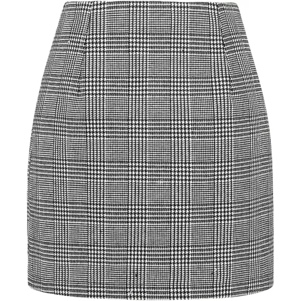 IDEALSANXUN Cargo Skirts for Women Fall Winter High Waisted Wool Plaid Mini SkirtGrid Black 37