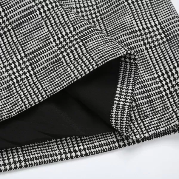 IDEALSANXUN Cargo Skirts for Women Fall Winter High Waisted Wool Plaid Mini SkirtGrid Black 37