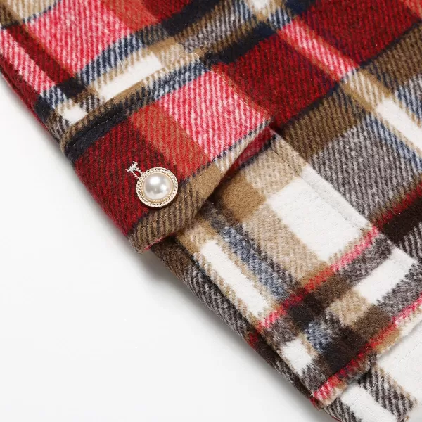 IDEALSANXUN Cargo Skirts for Women Fall Winter High Waisted Wool Plaid Mini SkirtWinecargo