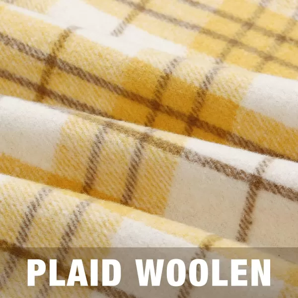 IDEALSANXUN Cargo Skirts for Women Fall Winter High Waisted Wool Plaid Mini SkirtYellow