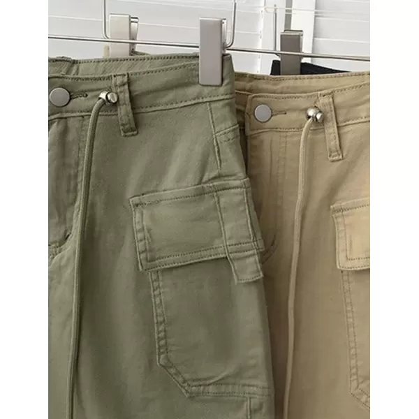 IDEALSANXUN Cargo Skirts for Women Trendy 2023 High Waisted Mini Jean Denim Y2k SkirtKhaki