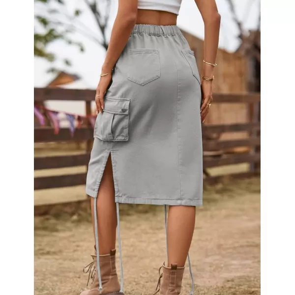 IDEALSANXUN Cargo Skirts for Women Trendy Parachute Y2K Jean Denim Midi SkirtGrey