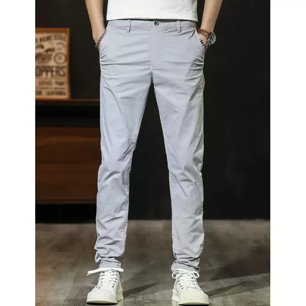 IDEALSANXUN Casual Pants for Men Cotton Lightweight Slim Fit Work Stretch Khaki PantsGrey