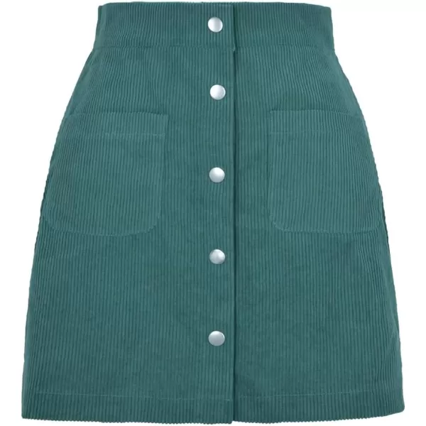 IDEALSANXUN Corduroy Mini Skirt for Women High Waisted Button Up Pencil Bodycon Casual Fall Winter SkirtsGreen