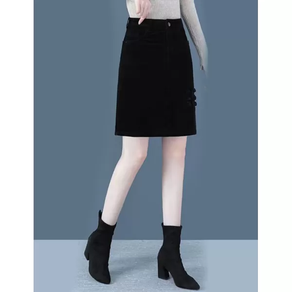 IDEALSANXUN Corduroy Mini Skirts for Women High Waisted y2k Fall Skirt with BeltBlack