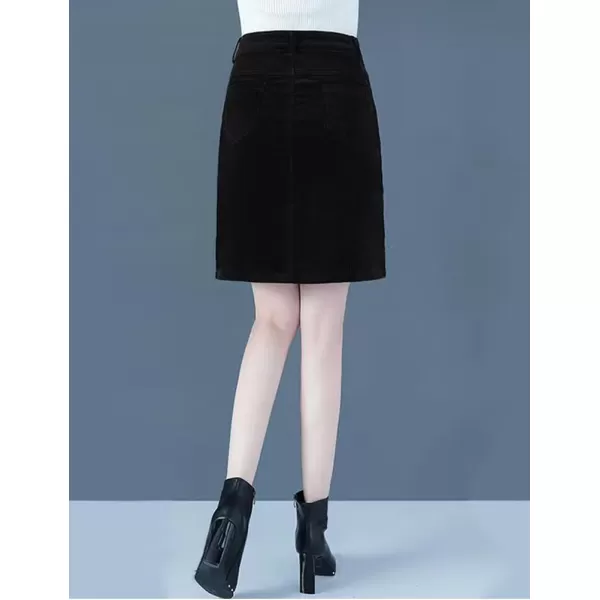 IDEALSANXUN Corduroy Mini Skirts for Women High Waisted y2k Fall Skirt with BeltBlack