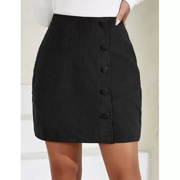 IDEALSANXUN Corduroy Skirt for Women Pencil Bodycon High Waisted Fall Winter Cute Short Mini SkirtsBlack