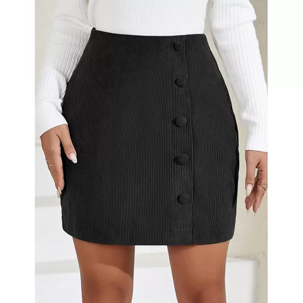 IDEALSANXUN Corduroy Skirt for Women Pencil Bodycon High Waisted Fall Winter Cute Short Mini SkirtsBlack