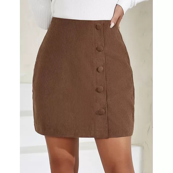IDEALSANXUN Corduroy Skirt for Women Pencil Bodycon High Waisted Fall Winter Cute Short Mini SkirtsBrown