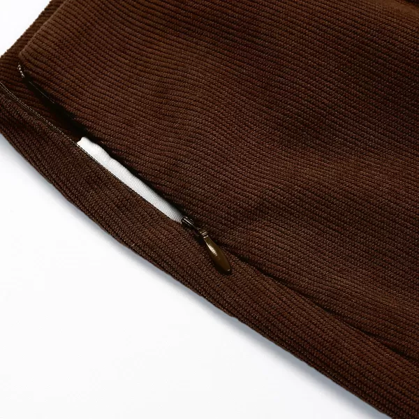 IDEALSANXUN Corduroy Skirt for Women Trendy Fall Winter High Waisted Knee Length Mini SkirtCoffee