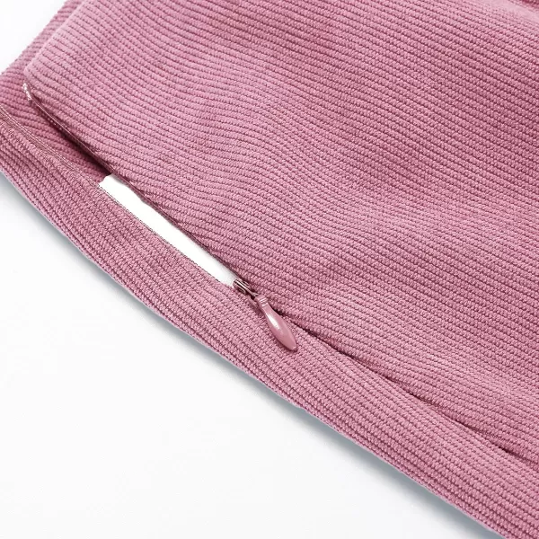 IDEALSANXUN Corduroy Skirt for Women Trendy Fall Winter High Waisted Knee Length Mini SkirtPink