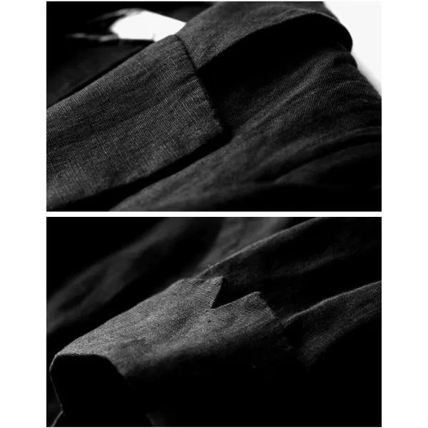 IDEALSANXUN Cotton Linen Blazer Women 34 Sleeve Lightweight Blazers Business Casual Suit JacketsBlack