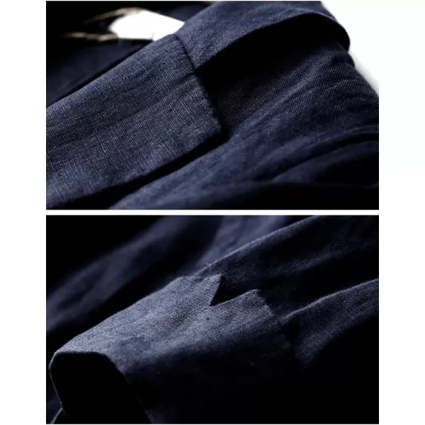 IDEALSANXUN Cotton Linen Blazer Women 34 Sleeve Lightweight Blazers Business Casual Suit JacketsDark Blue