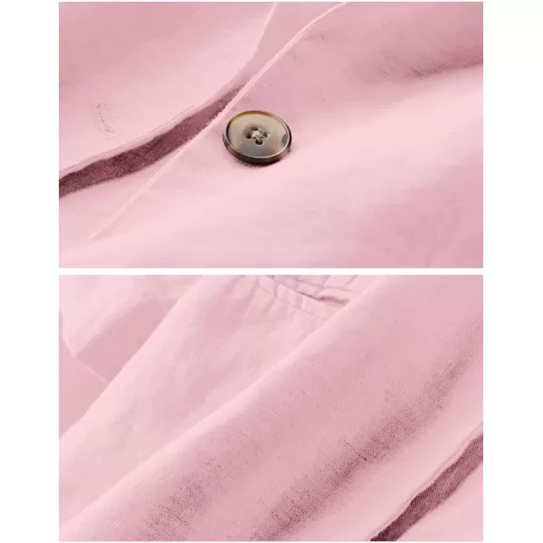 IDEALSANXUN Cotton Linen Blazer Women 34 Sleeve Lightweight Blazers Business Casual Suit JacketsPink