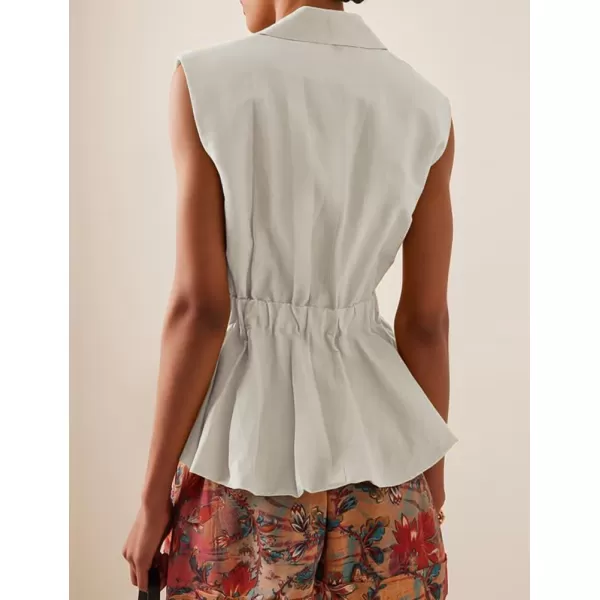 IDEALSANXUN Cotton Linen Vests for Women Fashion Dressy Casual Summer Sleeveless Blazers Lightweight Jacket Outerwear VestsBeige