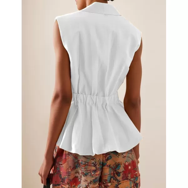 IDEALSANXUN Cotton Linen Vests for Women Fashion Dressy Casual Summer Sleeveless Blazers Lightweight Jacket Outerwear VestsWhite