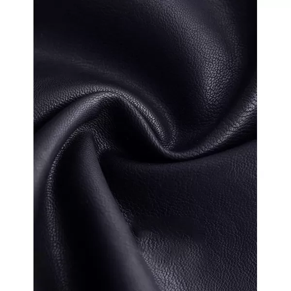 IDEALSANXUN Faux Leather Midi Skirts for Women Elastic High Waisted A Line Flare Pleated Fall Winter SkirtBlack