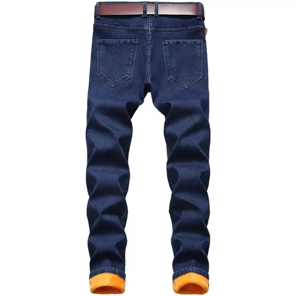 IDEALSANXUN Fleece Lined Jeans for Mens Stretch Thick Warm Sherpa Winter Jean Denim PantsDark Blue