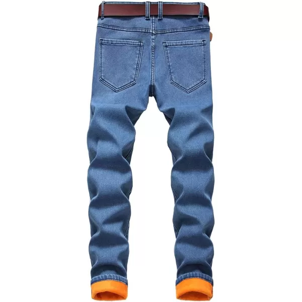 IDEALSANXUN Fleece Lined Jeans for Mens Stretch Thick Warm Sherpa Winter Jean Denim PantsLight Blue